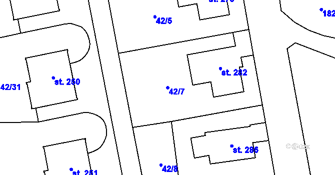 Parcela st. 42/7 v KÚ Studánka u Tachova, Katastrální mapa