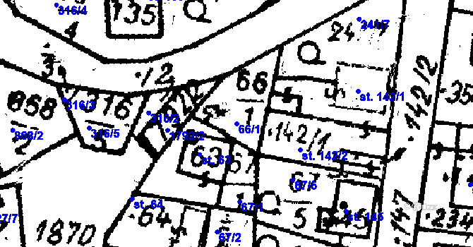 Parcela st. 66/1 v KÚ Studánka u Tachova, Katastrální mapa