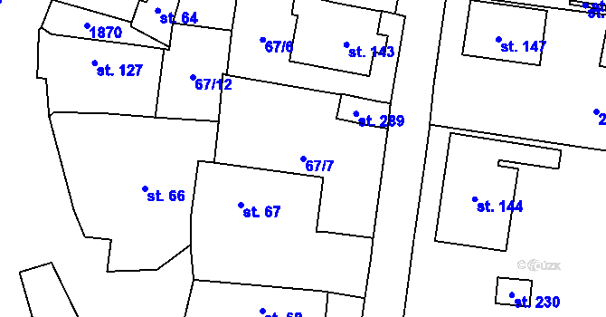 Parcela st. 67/7 v KÚ Studánka u Tachova, Katastrální mapa