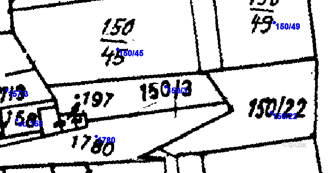 Parcela st. 150/3 v KÚ Studánka u Tachova, Katastrální mapa