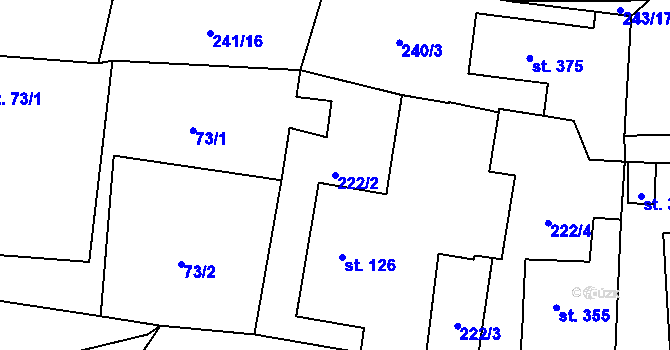Parcela st. 222/2 v KÚ Studánka u Tachova, Katastrální mapa