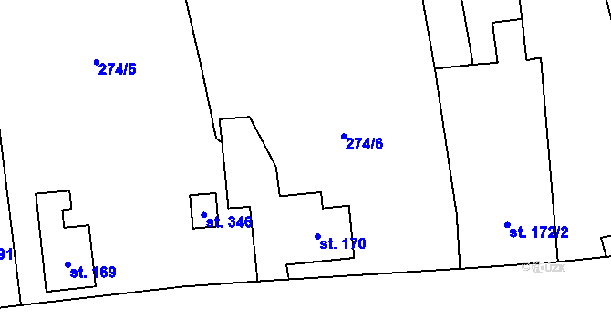 Parcela st. 287/3 v KÚ Studánka u Tachova, Katastrální mapa