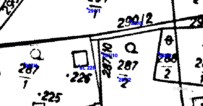 Parcela st. 287/10 v KÚ Studánka u Tachova, Katastrální mapa