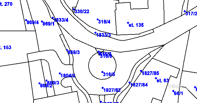 Parcela st. 316/3 v KÚ Studánka u Tachova, Katastrální mapa