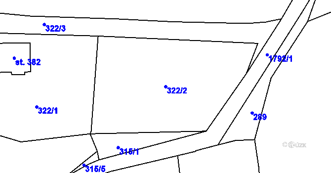 Parcela st. 322/2 v KÚ Studánka u Tachova, Katastrální mapa