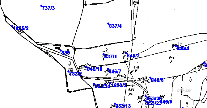 Parcela st. 837/1 v KÚ Studánka u Tachova, Katastrální mapa