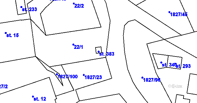 Parcela st. 383 v KÚ Studánka u Tachova, Katastrální mapa