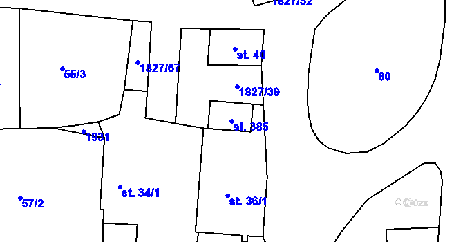 Parcela st. 385 v KÚ Studánka u Tachova, Katastrální mapa