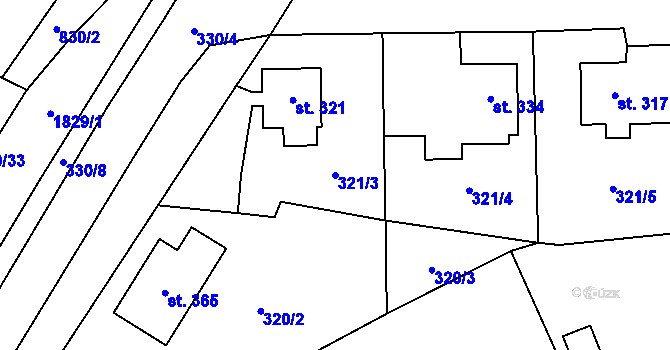 Parcela st. 321/3 v KÚ Studánka u Tachova, Katastrální mapa
