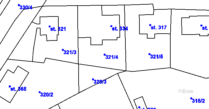 Parcela st. 321/4 v KÚ Studánka u Tachova, Katastrální mapa