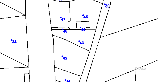 Parcela st. 43 v KÚ Studánka u Rumburku, Katastrální mapa