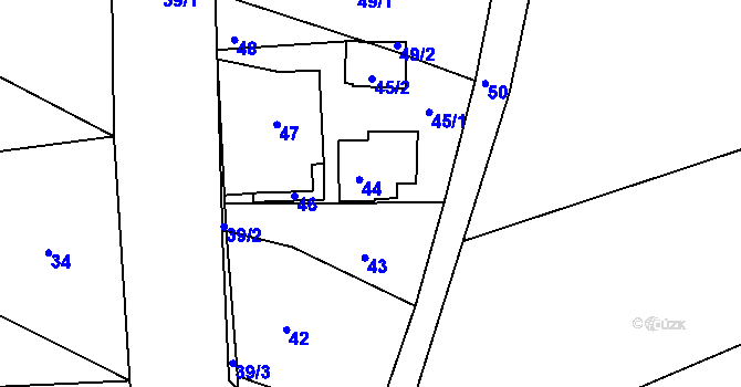 Parcela st. 44 v KÚ Studánka u Rumburku, Katastrální mapa