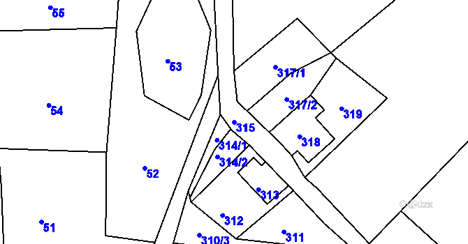Parcela st. 315 v KÚ Studánka u Rumburku, Katastrální mapa