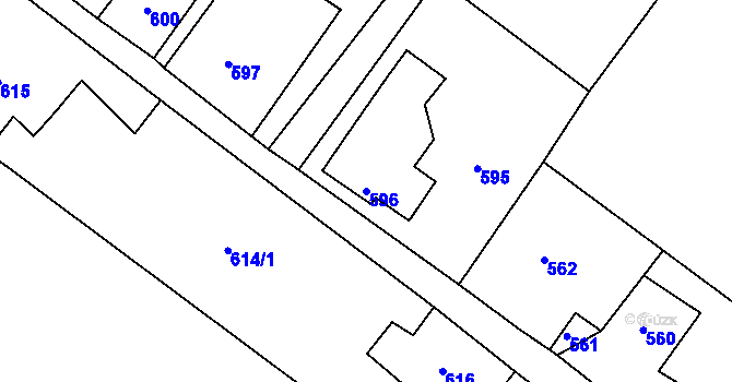 Parcela st. 596 v KÚ Studánka u Rumburku, Katastrální mapa