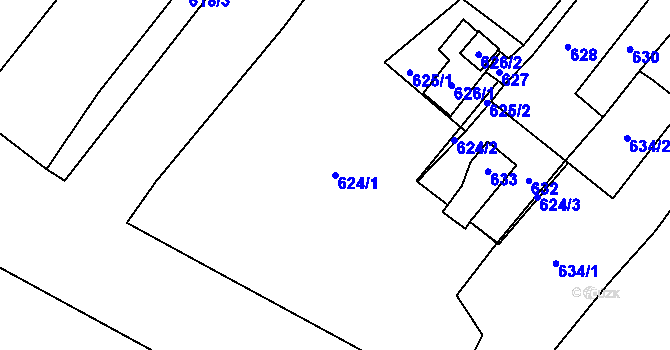 Parcela st. 624/1 v KÚ Studánka u Rumburku, Katastrální mapa