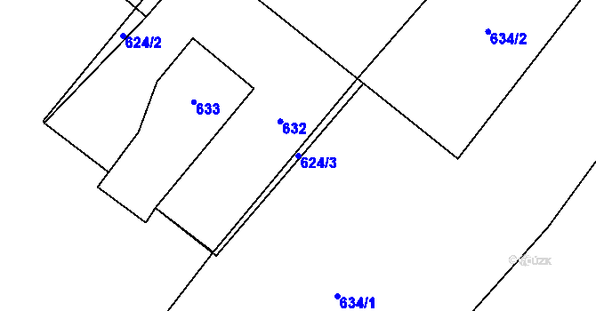 Parcela st. 624/3 v KÚ Studánka u Rumburku, Katastrální mapa