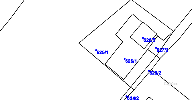 Parcela st. 625/1 v KÚ Studánka u Rumburku, Katastrální mapa
