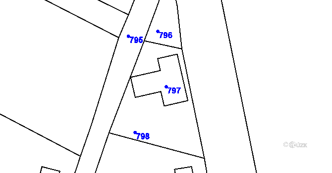Parcela st. 797 v KÚ Studánka u Rumburku, Katastrální mapa