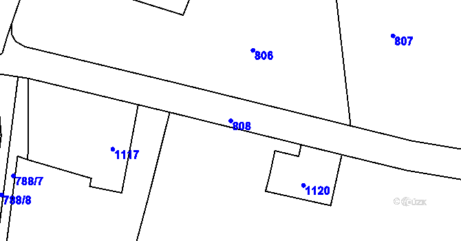 Parcela st. 808 v KÚ Studánka u Rumburku, Katastrální mapa