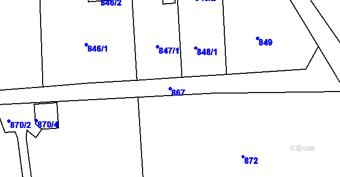 Parcela st. 867 v KÚ Studánka u Rumburku, Katastrální mapa