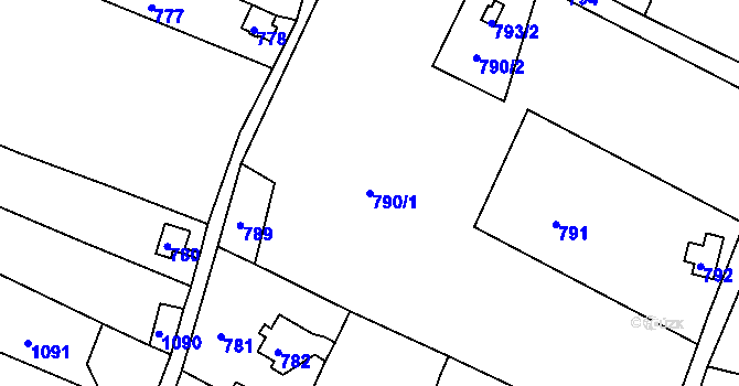 Parcela st. 790/1 v KÚ Studánka u Rumburku, Katastrální mapa