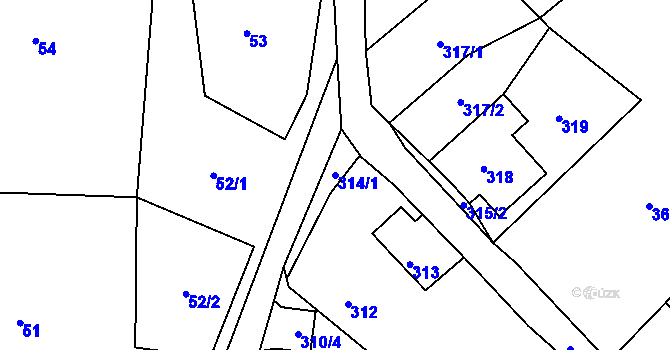 Parcela st. 314/1 v KÚ Studánka u Rumburku, Katastrální mapa