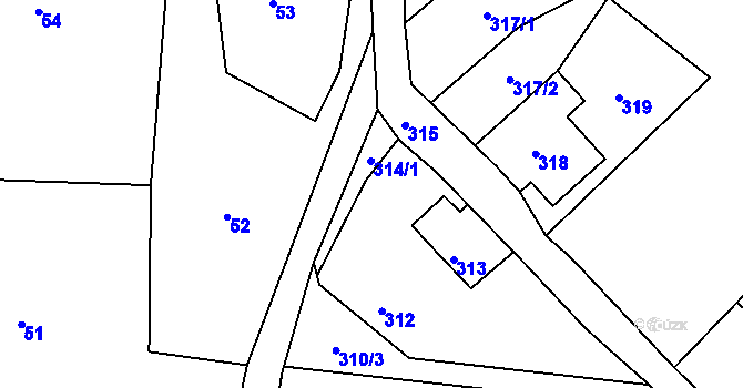 Parcela st. 314/2 v KÚ Studánka u Rumburku, Katastrální mapa