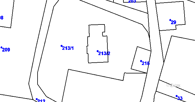 Parcela st. 213/2 v KÚ Studánka u Rumburku, Katastrální mapa