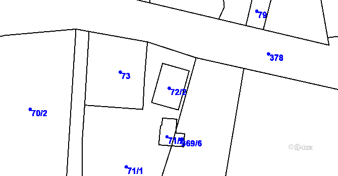 Parcela st. 72/2 v KÚ Studánka u Rumburku, Katastrální mapa