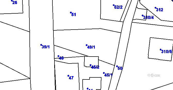Parcela st. 49/1 v KÚ Studánka u Rumburku, Katastrální mapa