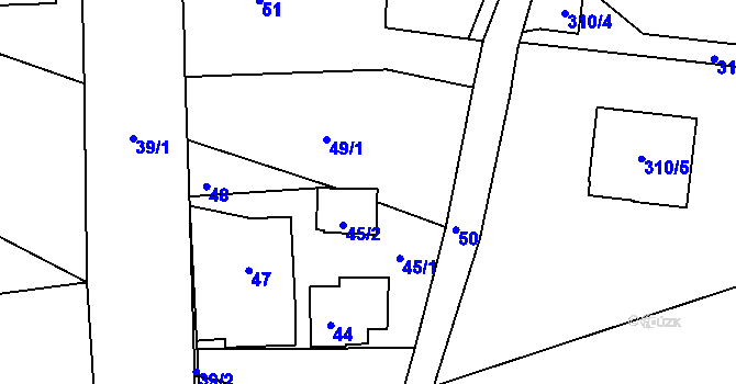 Parcela st. 49/2 v KÚ Studánka u Rumburku, Katastrální mapa