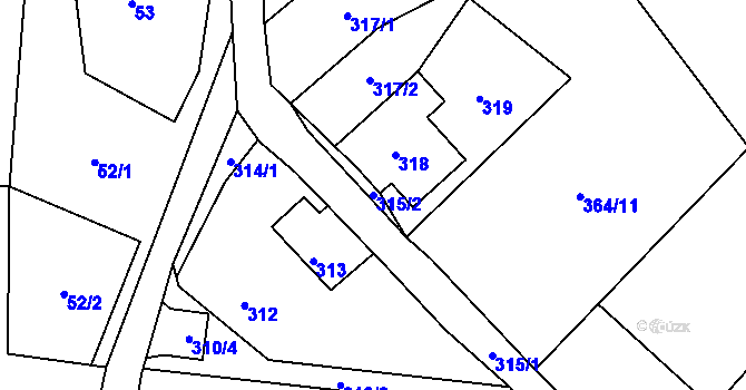 Parcela st. 315/2 v KÚ Studánka u Rumburku, Katastrální mapa