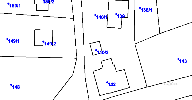 Parcela st. 140/2 v KÚ Studánka u Rumburku, Katastrální mapa