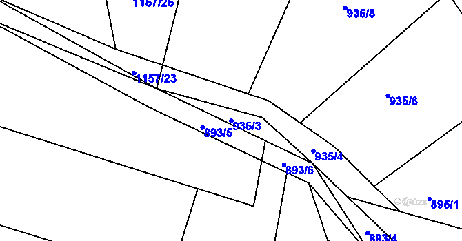 Parcela st. 935/3 v KÚ Studená, Katastrální mapa