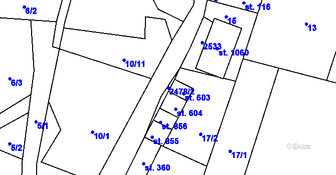 Parcela st. 2478/2 v KÚ Studená, Katastrální mapa