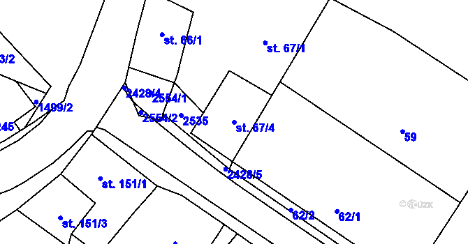 Parcela st. 67/4 v KÚ Studená, Katastrální mapa