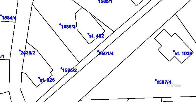 Parcela st. 2501/4 v KÚ Studená, Katastrální mapa