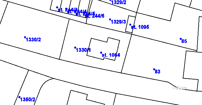 Parcela st. 1064 v KÚ Studená, Katastrální mapa