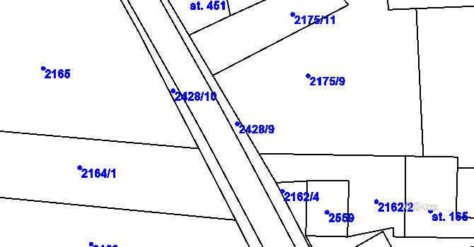 Parcela st. 2428/9 v KÚ Studená, Katastrální mapa