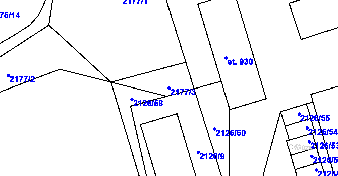 Parcela st. 2177/3 v KÚ Studená, Katastrální mapa