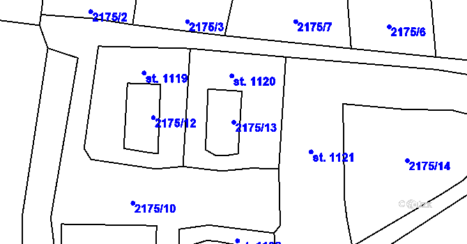 Parcela st. 2175/13 v KÚ Studená, Katastrální mapa