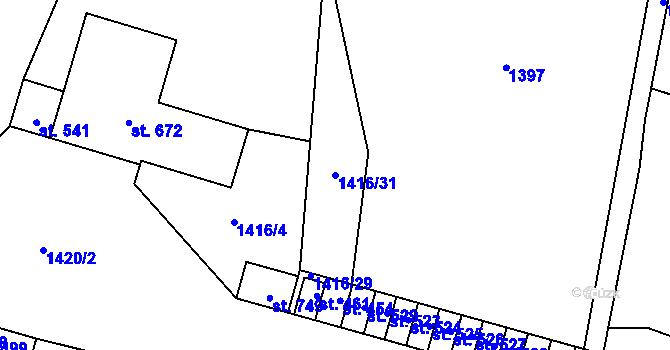 Parcela st. 1416/31 v KÚ Studená, Katastrální mapa