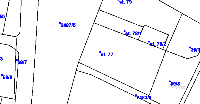 Parcela st. 77 v KÚ Studená, Katastrální mapa