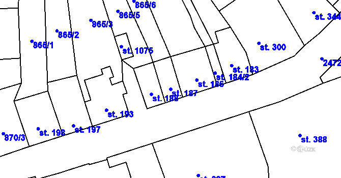 Parcela st. 187 v KÚ Studená, Katastrální mapa