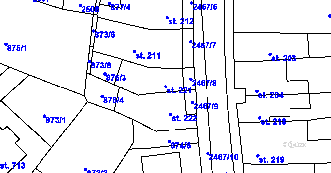 Parcela st. 221 v KÚ Studená, Katastrální mapa