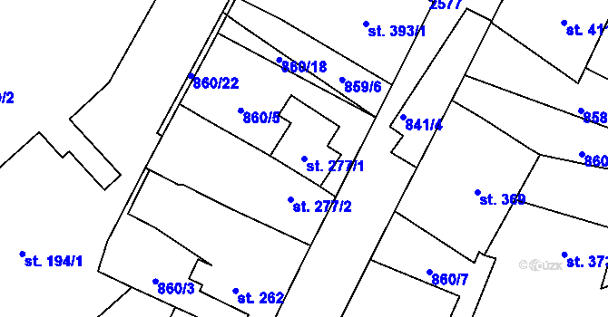 Parcela st. 277/1 v KÚ Studená, Katastrální mapa