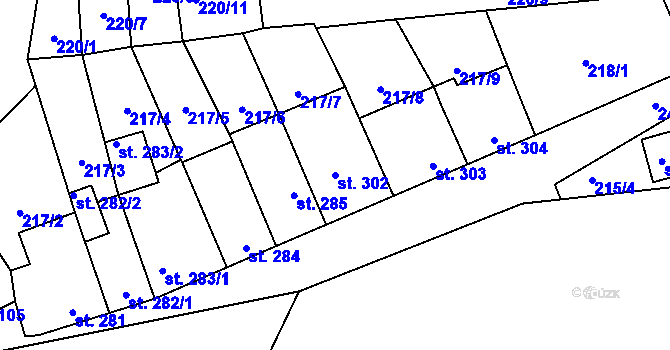 Parcela st. 302 v KÚ Studená, Katastrální mapa
