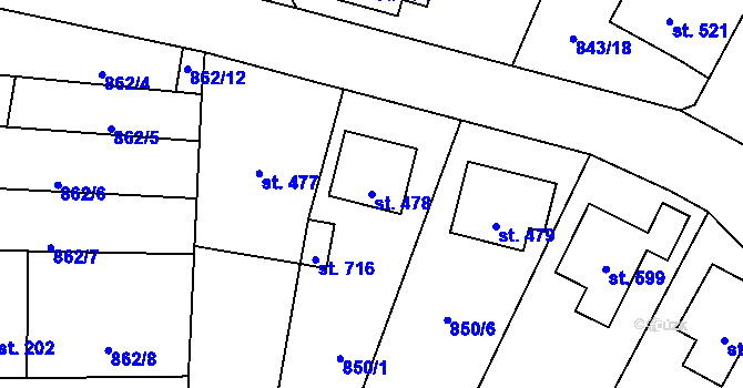 Parcela st. 478 v KÚ Studená, Katastrální mapa