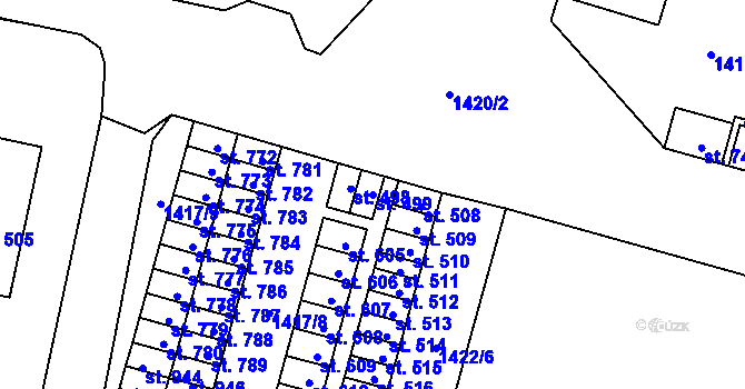 Parcela st. 499 v KÚ Studená, Katastrální mapa