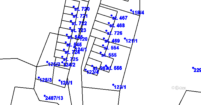 Parcela st. 555 v KÚ Studená, Katastrální mapa